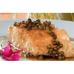 ZALMFILET MET GROENE PEPERSAUS