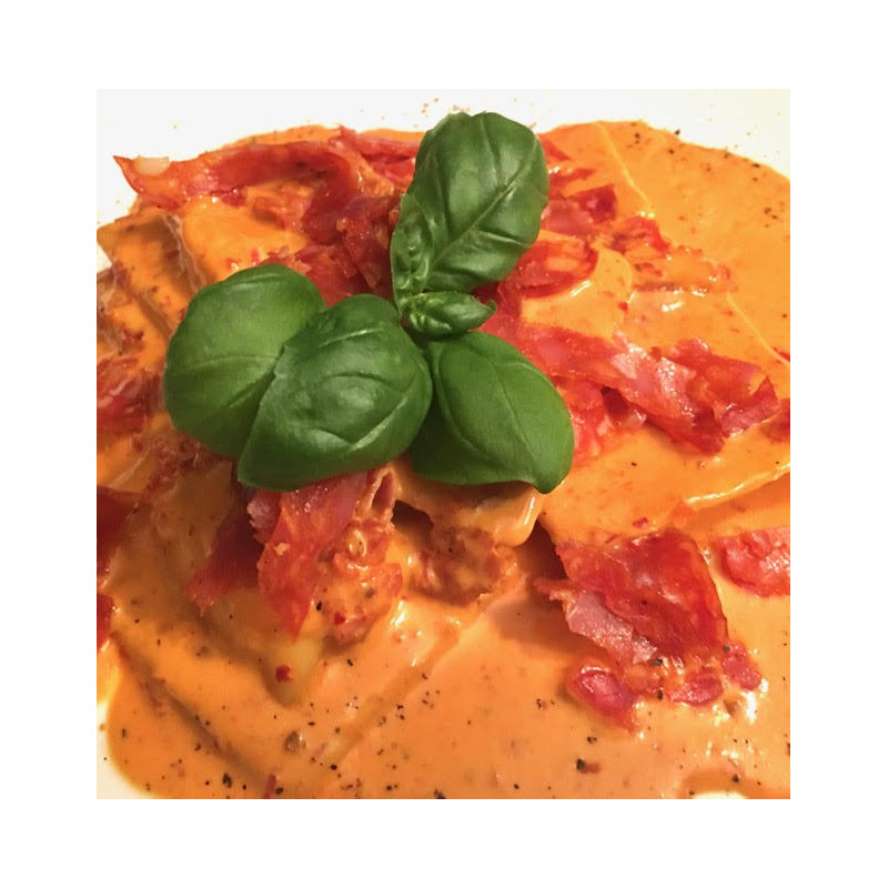 RAVIOLI 'NDUJA EN PECORINO (PIKANT) RAVIOLI 'NDUJA EN PECORINO (PIKANT)